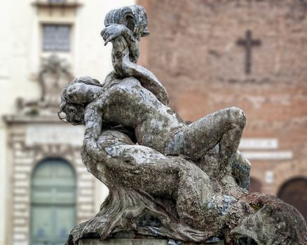 Nymph of the Rivers, Fountain of the Naiads by Mario Rutelli, 1901, Piazza della Repubblica - detail, Rome, Italy