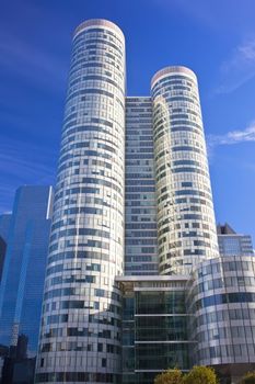 Modern skyscrapers in La Defence district, Paris, France