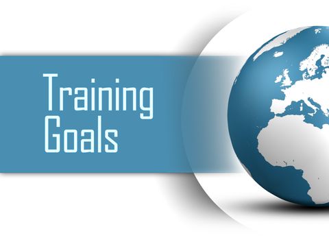 Training Goals concept with globe on white background