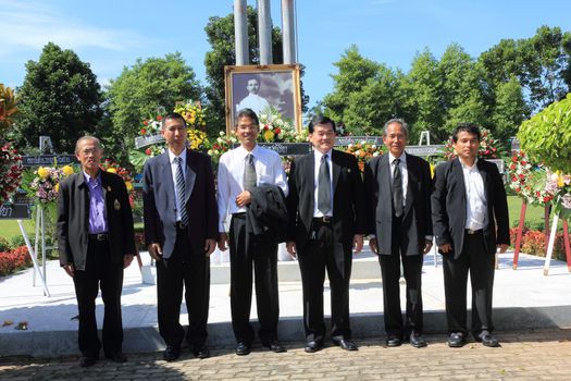SURAT THANI, THAILAND - AUGUST 7 : Judges and Conciliators of Chiya provincial court to take a group picture after lay wreaths to the picture of Rapee Pattanasak on Rapee Day Prince Rapee Pattanasak, the father of Thailand's modern legal system on August 7, 2013 in Surat Thani, Thailand.
