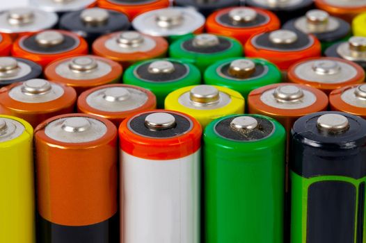 Background of many AA batteries