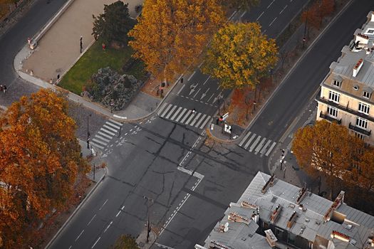 Intersection of urban roads with no traffic