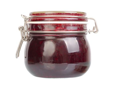 Jars of jam on a shelf