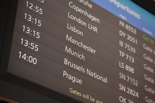 Schedule board at an airport