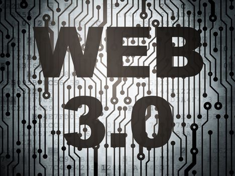 Web design concept: circuit board with  word Web 3.0, 3d render