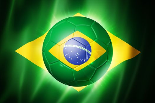 3D soccer ball with Brazilian team flag, world football cup Brazil 2014