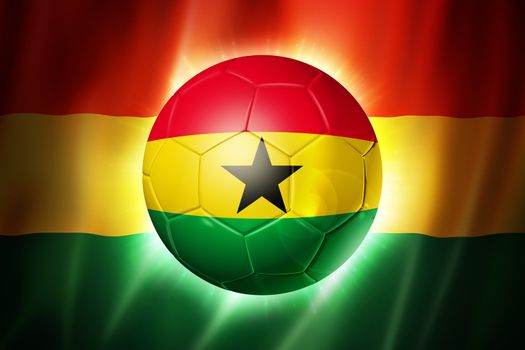 3D soccer ball with Ghana team flag, world football cup Brazil 2014