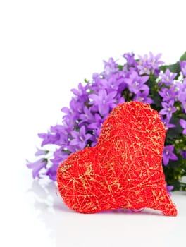 red heart shaped decoration, over white background