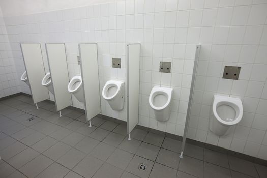 Many urinals in a toilet