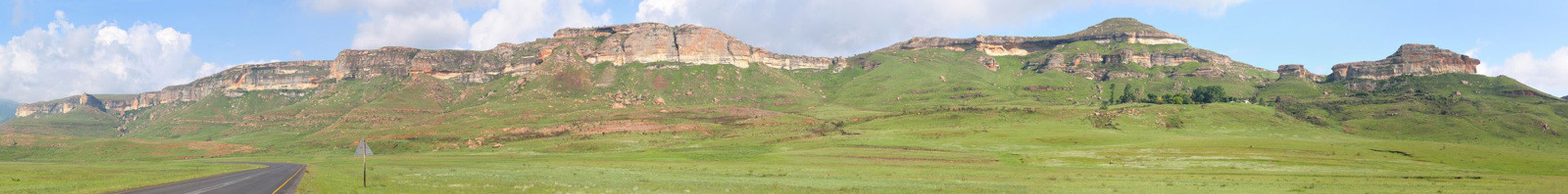 Sandstone cliffs in the Golden Gate Highlands National Park, South Africa. Stitched panorama from 11 separate photos