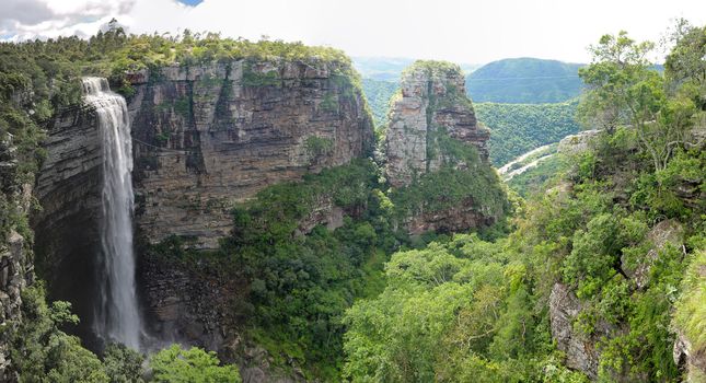 Lehr's Falls  Oribi Gorge, Kwazulu-Natal, South Africa. Vertical stitched panorama from 7 separate photos