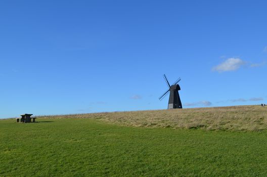 Built in 1802 this traditional smock windmill is at Rottingdean,East Sussex,England.