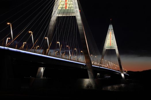 Highway bridge with night light