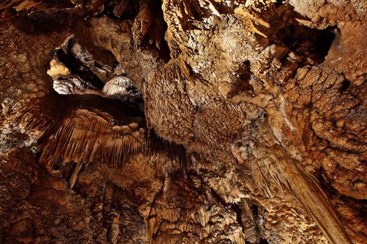 Limestone formations inside a cave