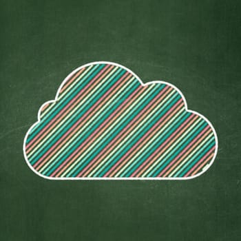 Cloud technology concept: Cloud icon on Green chalkboard background, 3d render