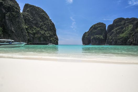 Maya bay Phi phi leh island Thailand , Perfect tropical bay, Asia.