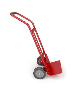 Metal empty hand truck on white background