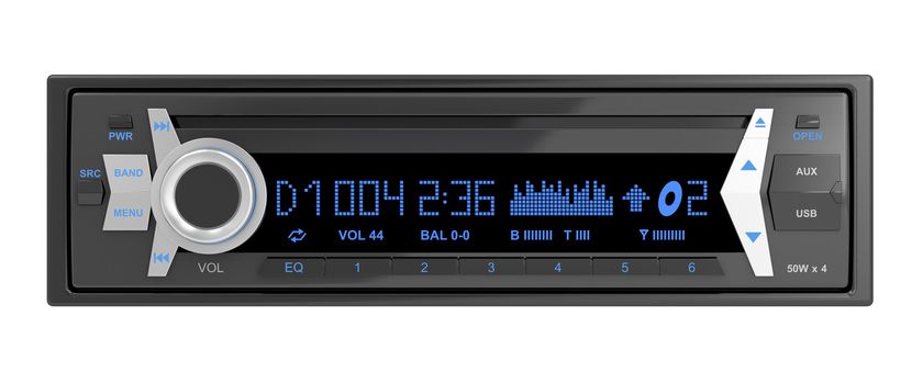 Car audio player isolated on white