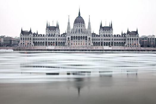 The parliament building, Budapest, Hungary in winter