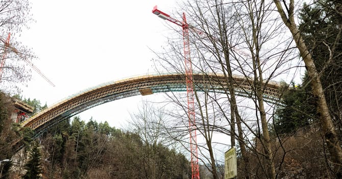 Construction frame of a Bridge with crane