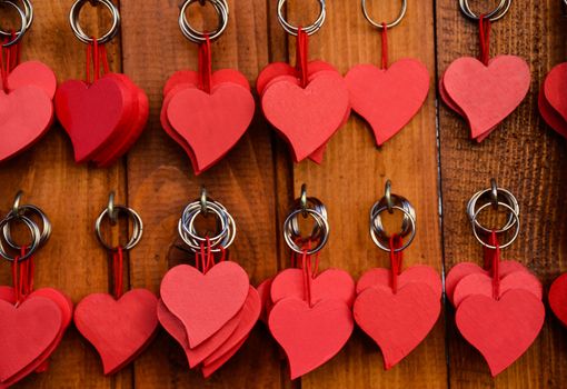 Red wooden heart key chain
