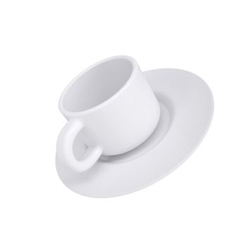 White coffee cup and saucer. Isolated render on a white background