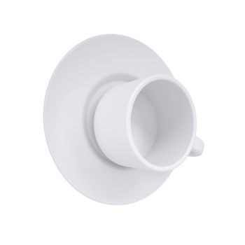 White coffee cup and saucer. Isolated render on a white background