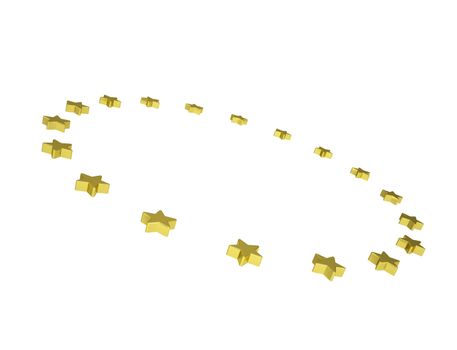 Circle of gold stars. Isolated render on a white background