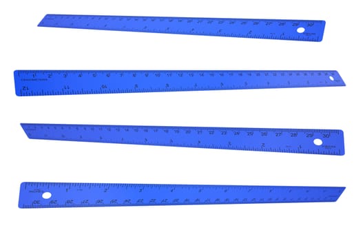 Blue plastic ruler. Isolated render on a white background