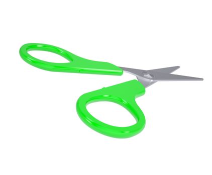 Scissors with green handles. Isolated render on a white background