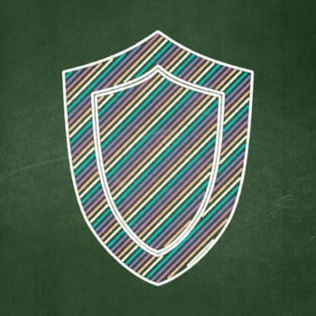 Privacy concept: Shield icon on Green chalkboard background, 3d render