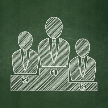 Advertising concept: Business Team icon on Green chalkboard background, 3d render