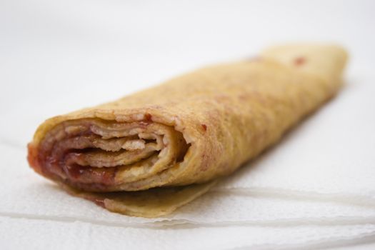 Strawberry Pancake on a white background.