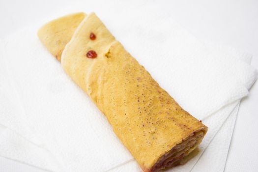 Strawberry Pancake on a white background.