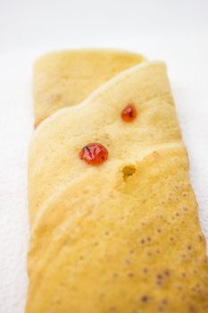 Strawberry Pancake on a white background.