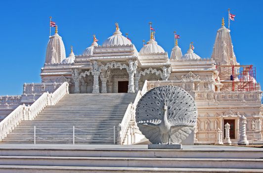 Religious place of worship, BAPS Swaminarayan Sanstha Hindu Mandir Temple made of marble in Lilburn, Atlanta.