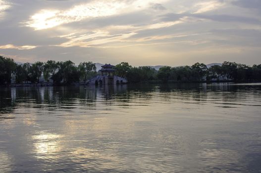 The West Dyke (Xidi) of summer palace in Beijing, China.