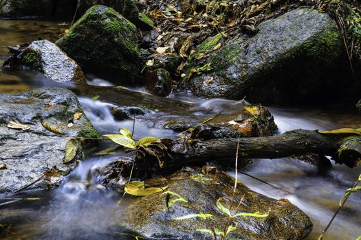 The stream of Changbai mountain under the sunlight.