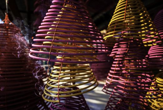 Burning incense for pray in Tanzhe temple in Beijing, China.