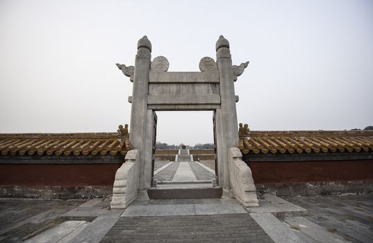 The archway of Ditan under the sunshine in Beijng, China.