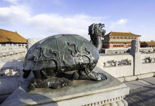 A bronze tortoise of forbidden city in Beijing, China.