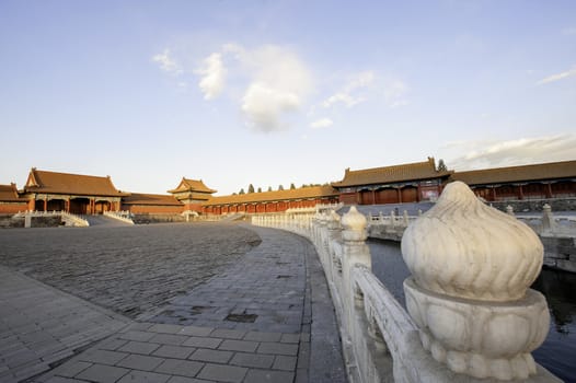 The taihe palace of forbidden city under the sunshine in Beijing, China.