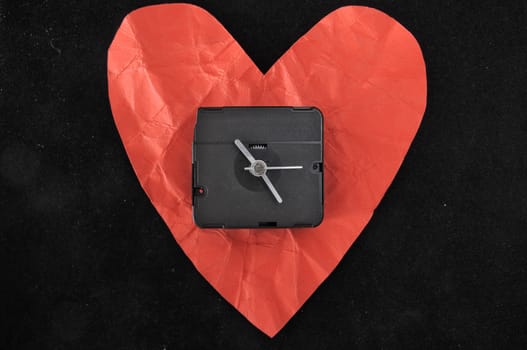 Time for Love - A Red Heart and Clock