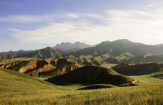 The motning of Mount Danxia in Qinghai, China