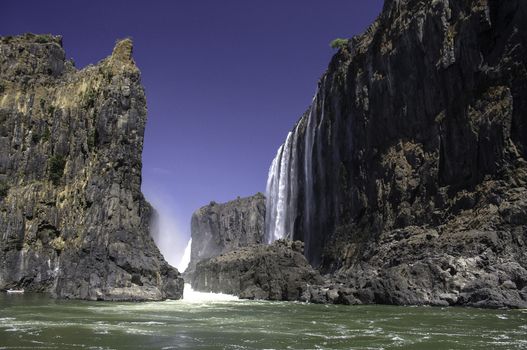 The Victoria Falls  in Zimbabwe.