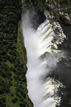 The Victoria Falls from air in Zimbabwe.