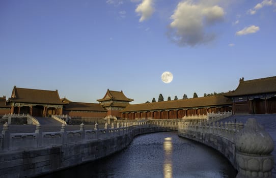 The taihe palace of forbidden city under the sunshine in Beijing, China.
