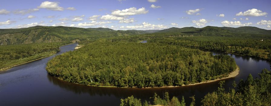 The Bailu Island Tourist Resort in Mordaga National Forest Park in Inner Mongolia of China.