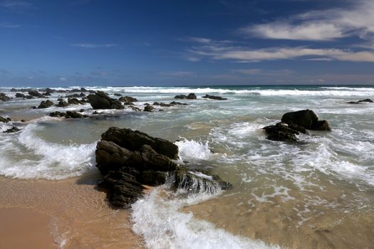 Beautiful pristine beach and sea at the coast in South Africa
