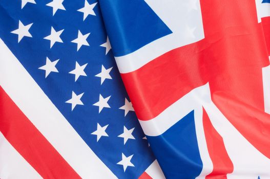 Closeup of Flags of Great Britain and USA